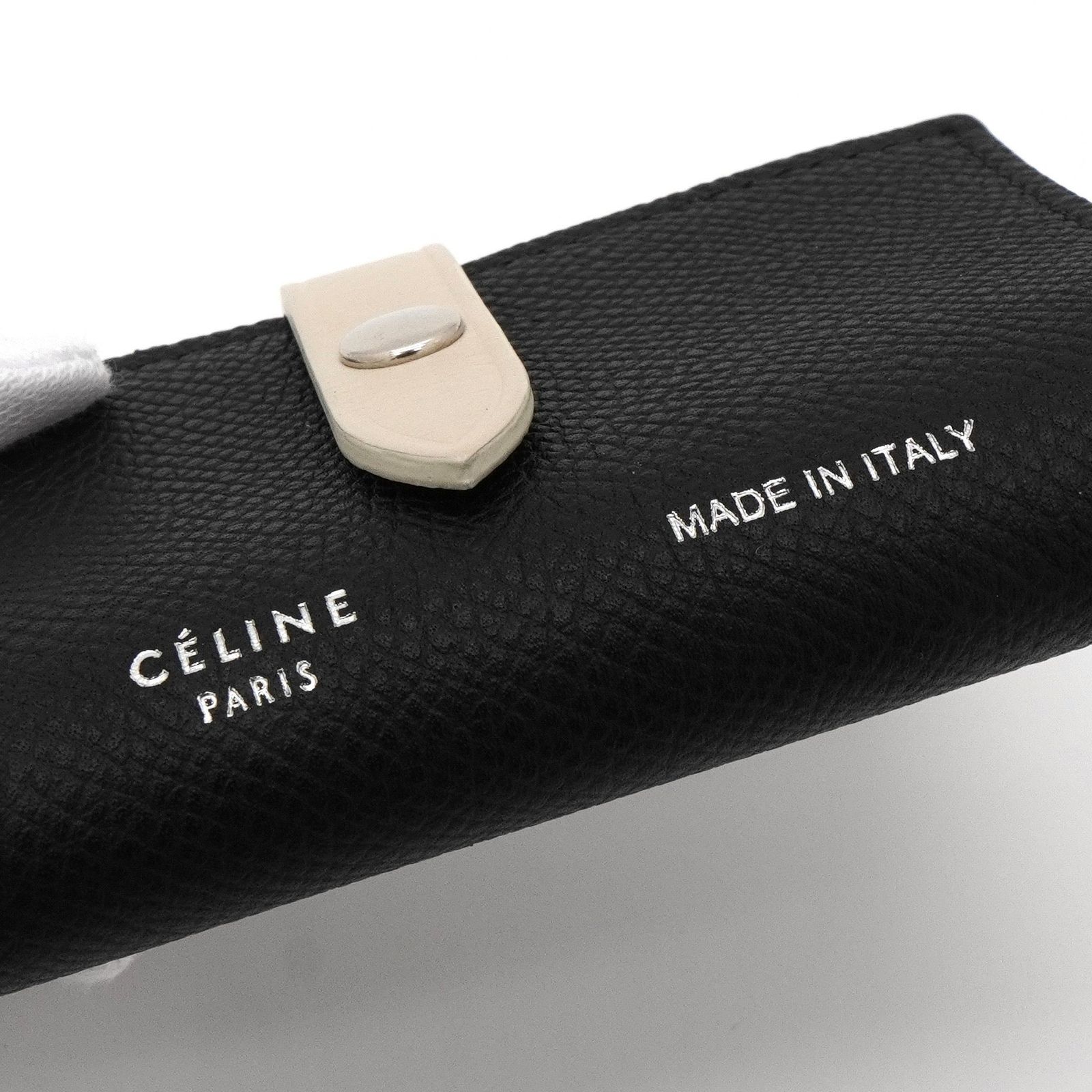 セリーヌ レザー バイカラー 6連 キーケース ブラック / ホワイト