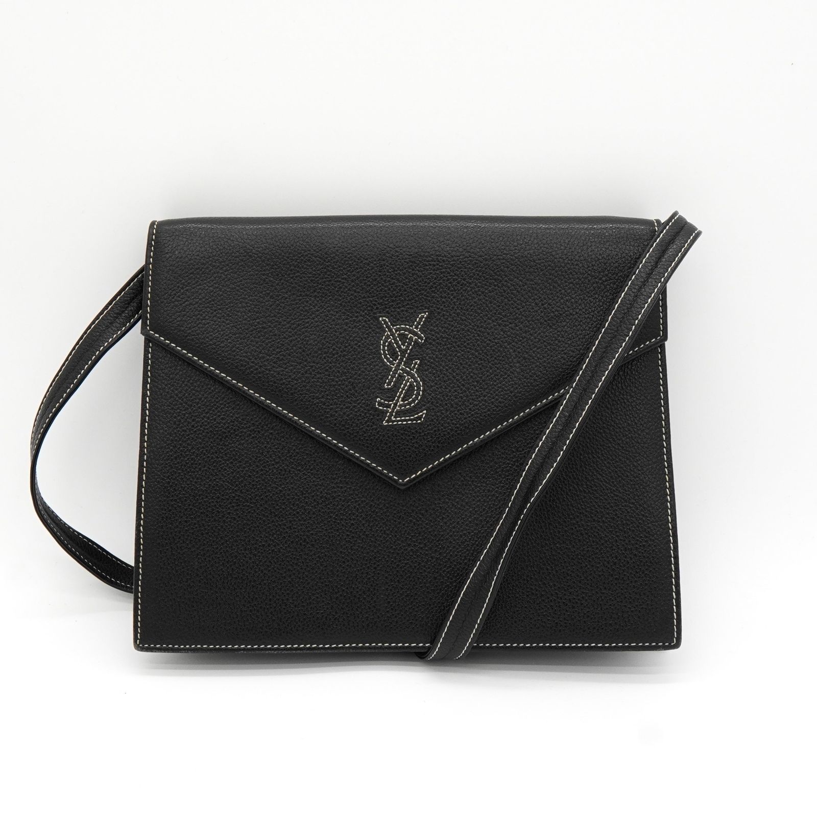 サンローラン YSLロゴ ステッチ ショルダーバッグ ブラック - メルカリ