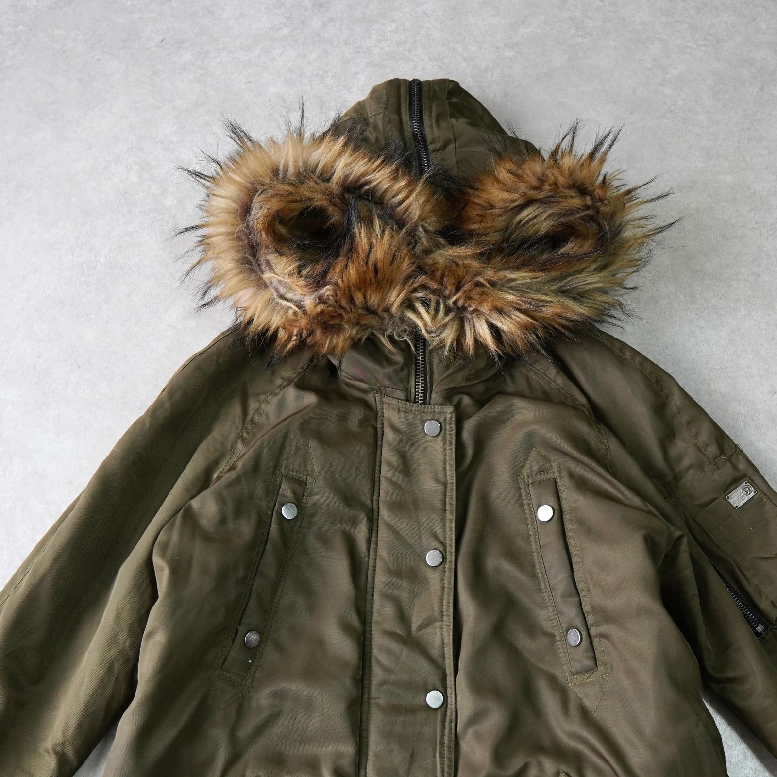 ディーゼル ファー 中綿ジャケット モッズコート カーキ レディース