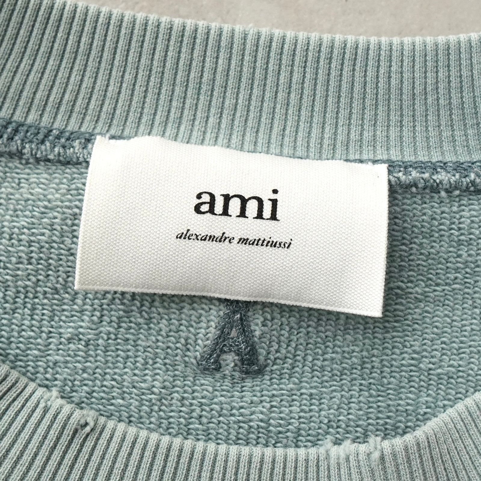 アミパリ アミ パリス ハートロゴ ダメージ加工 スウェット ミント 
