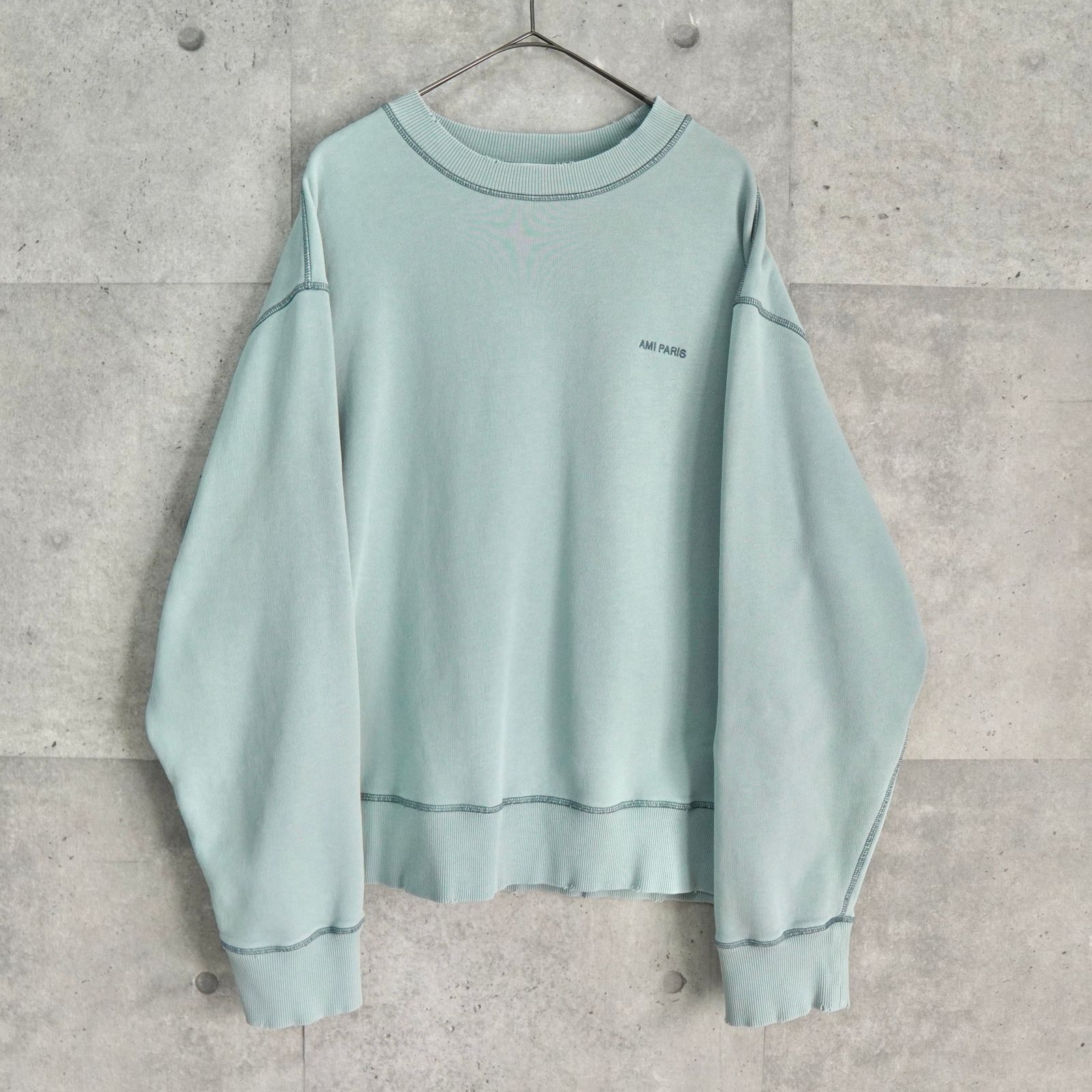 アミパリ アミパリス ami paris スウェット ダメージ加工 新品 アミパリ アミ パリス ハートロゴ ダメージ加工 スウェット ミント