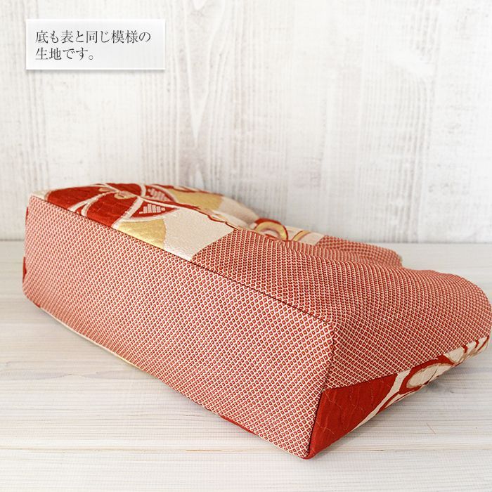 送料無料】着物リメイク バッグ【バンブーハンドル帯バッグ （特大