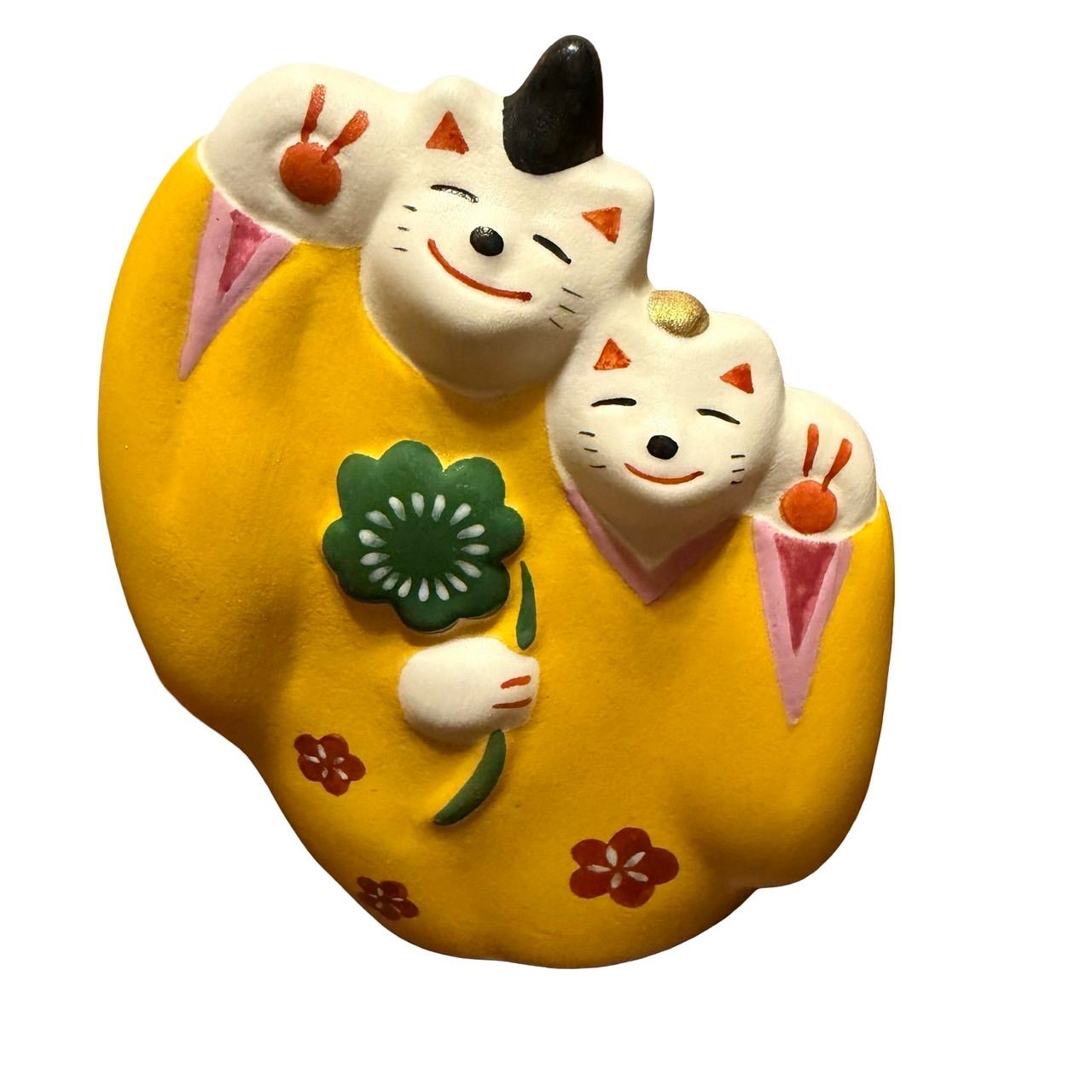 工房　輪葉葉　招き猫　湯布院　二体セット　A005 インテリア小物 工房 輪葉葉 招き猫 湯布院 二体セット A005