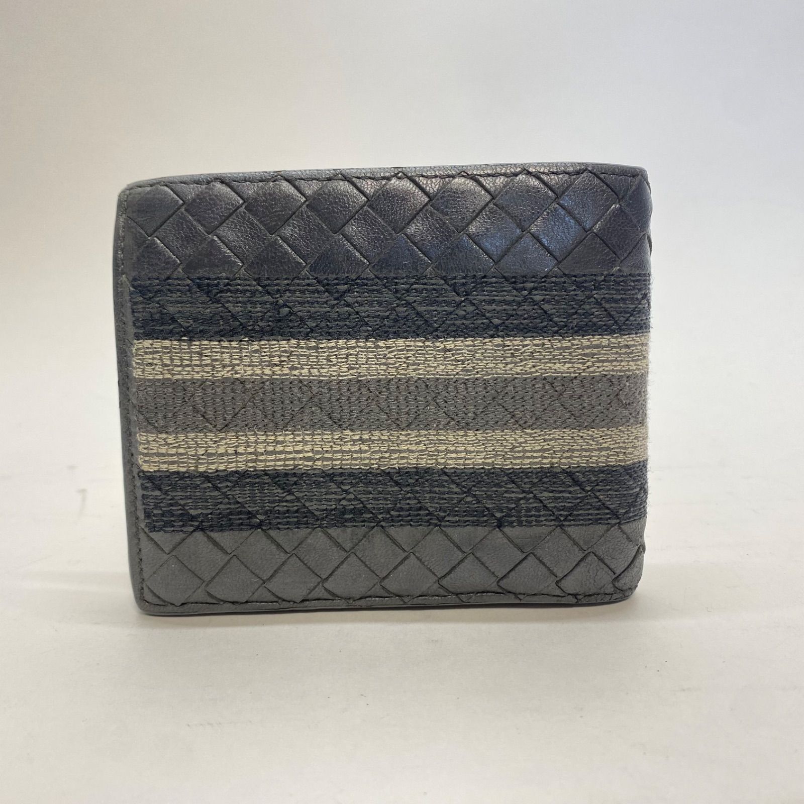 BOTTEGA VENETA ボッテガ 二つ折り財布 ダークグレー レザー」
