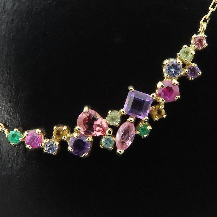 BIZOUX ビズー パナシェコフレ ネックレス マルチストーン K18YG