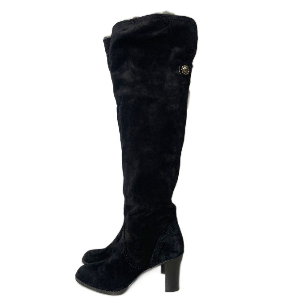 アナスイ ANNA SUI ロングスエードブーツ 2way ファー付き ラウンド