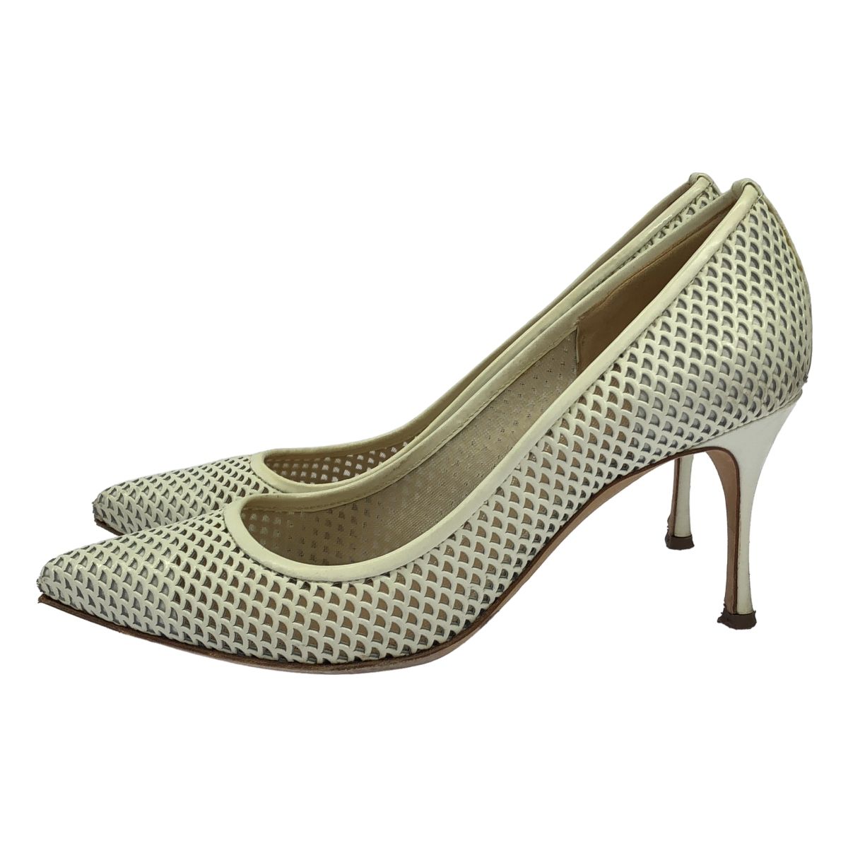 sergio rossi セルジオ ロッシ メッシュレザーパンプス ホワイト 34 1