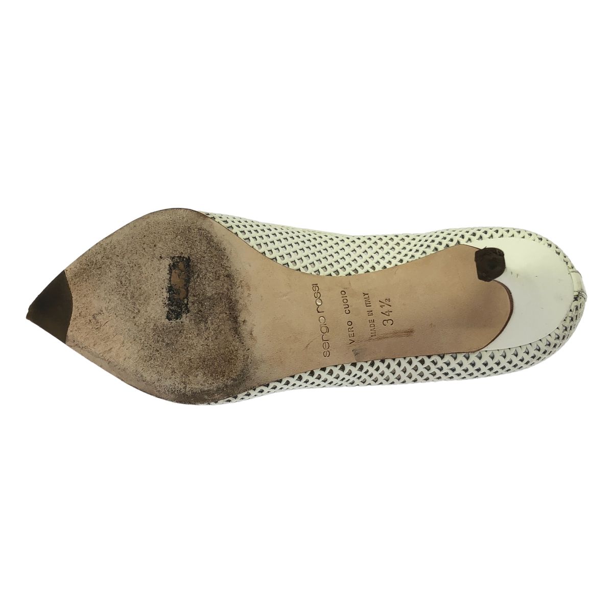 sergio rossi セルジオ ロッシ メッシュレザーパンプス ホワイト 34 1