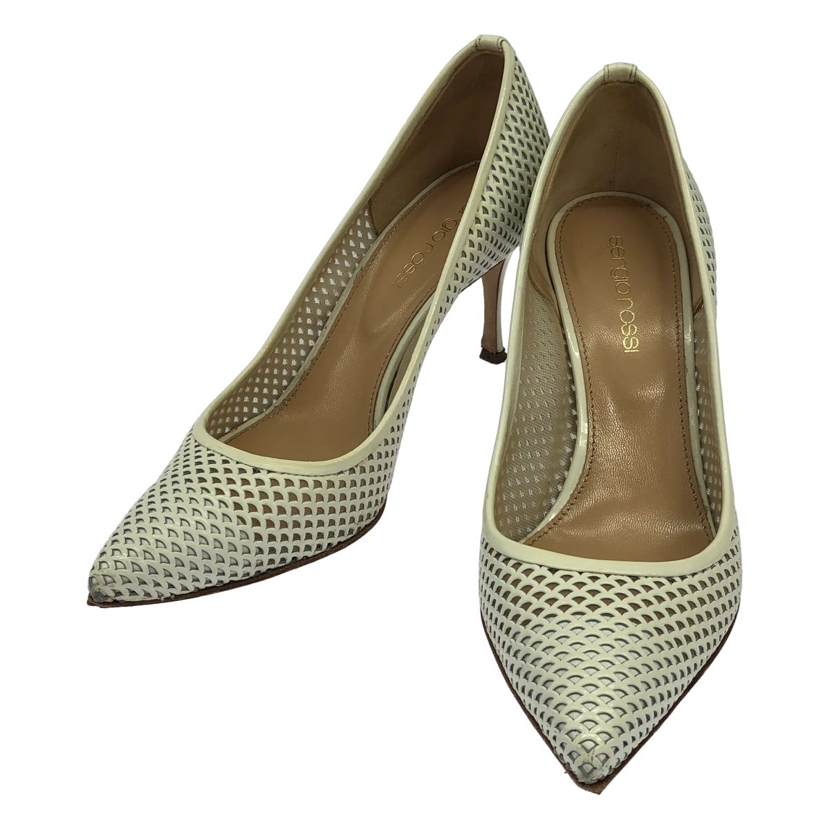 sergio rossi セルジオ ロッシ メッシュレザーパンプス ホワイト 34 1
