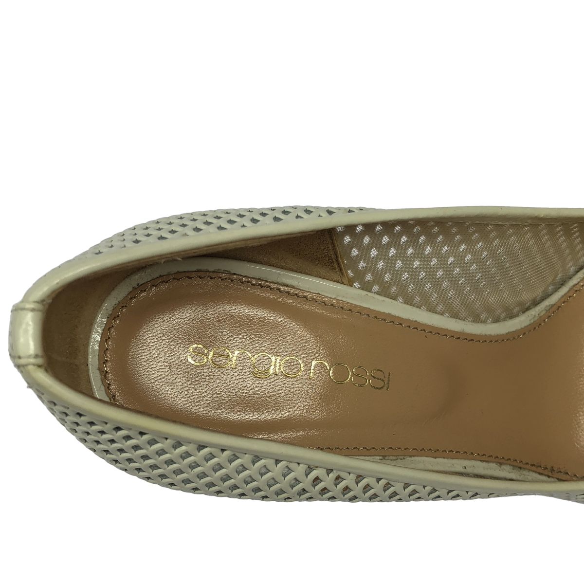 sergio rossi セルジオ ロッシ メッシュレザーパンプス ホワイト 34 1