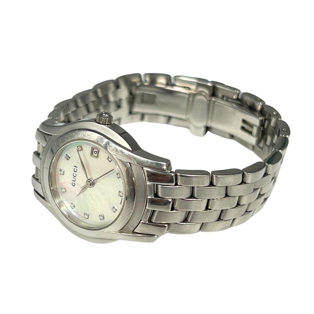 GUCCI グッチ 5500L 11Pダイヤ シェル文字盤 クォーツ 腕時計 シルバー
