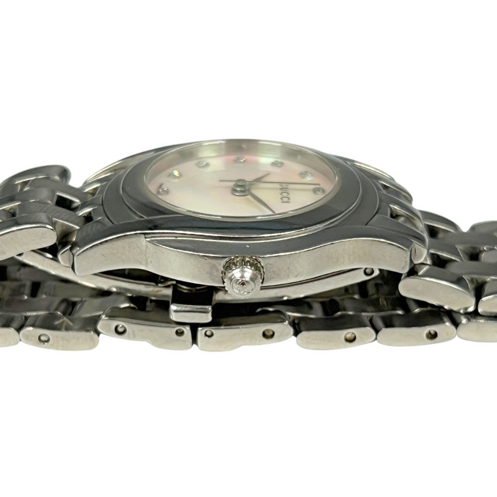 GUCCI グッチ 5500L 11Pダイヤ シェル文字盤 クォーツ 腕時計 シルバー