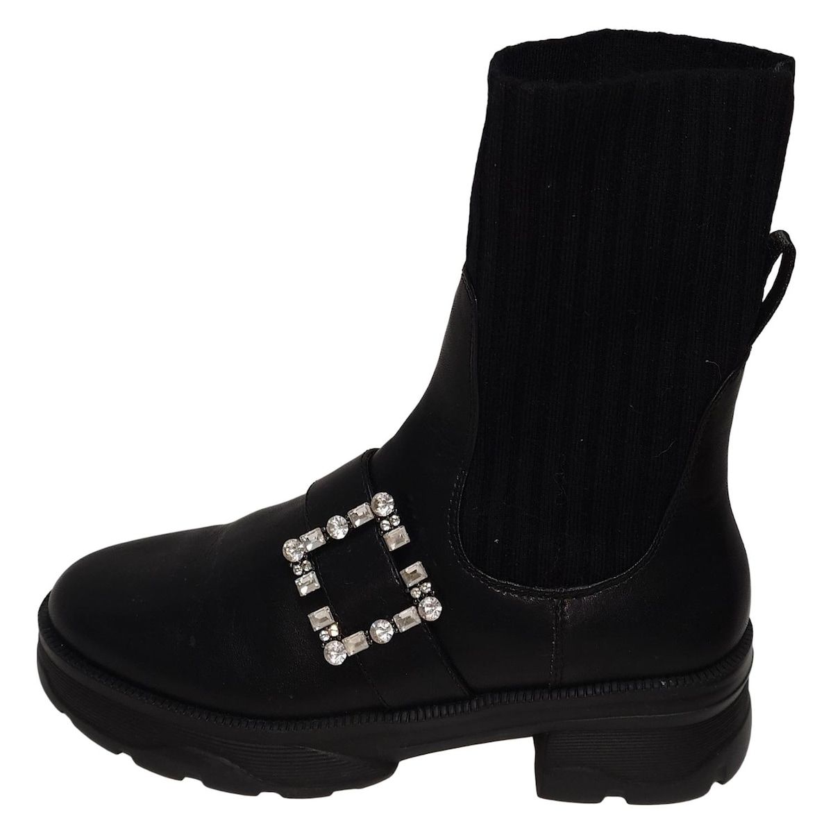 DIANA(ダイアナ) ショートブーツ 24.5 レディース - 黒 ビジュー/+