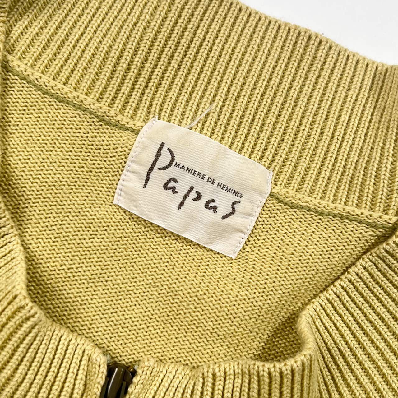 リネン混 Papas パパス ハーフジップ プルオーバー ニット セーター L