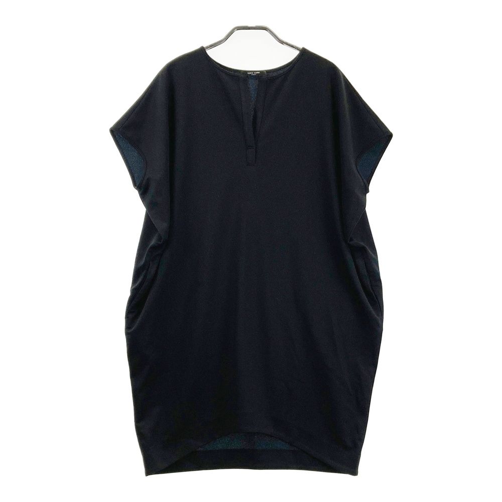 2023✨ヨーコチャン Aラインカットソー 切替チュニック ストレッチ 黒 38 YOKO CHAN ヨーコチャン YED-318-018 コクーンシルエット チュニック