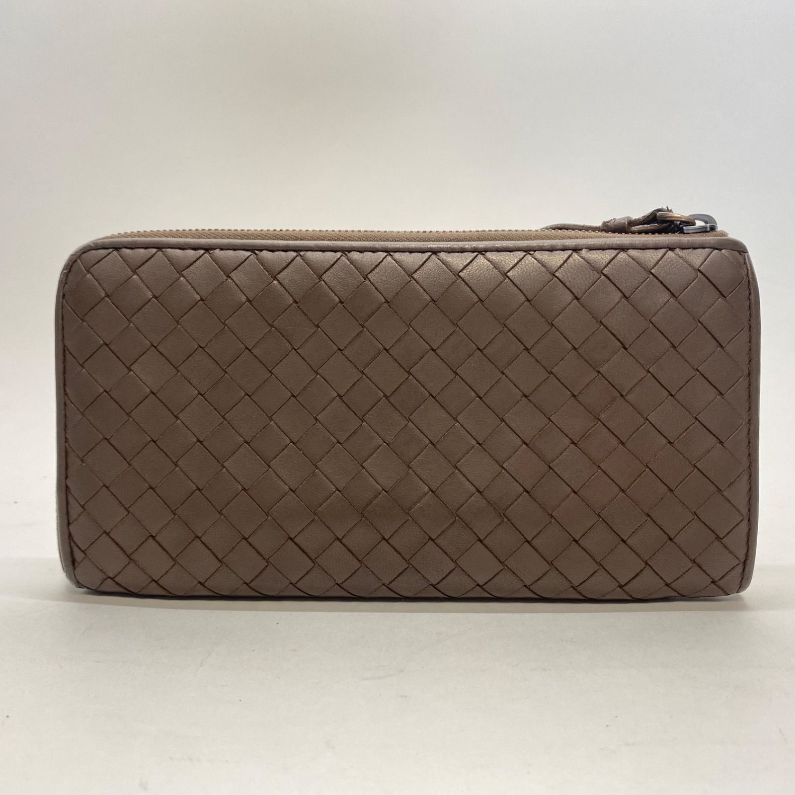 【美品】ボッテガヴェネタ イントレチャート 長財布 ダークブラウン レザー 3231 良品 BOTTEGA VENETA ボッテガヴェネタ 長財布 L字 ジップ ダーク
