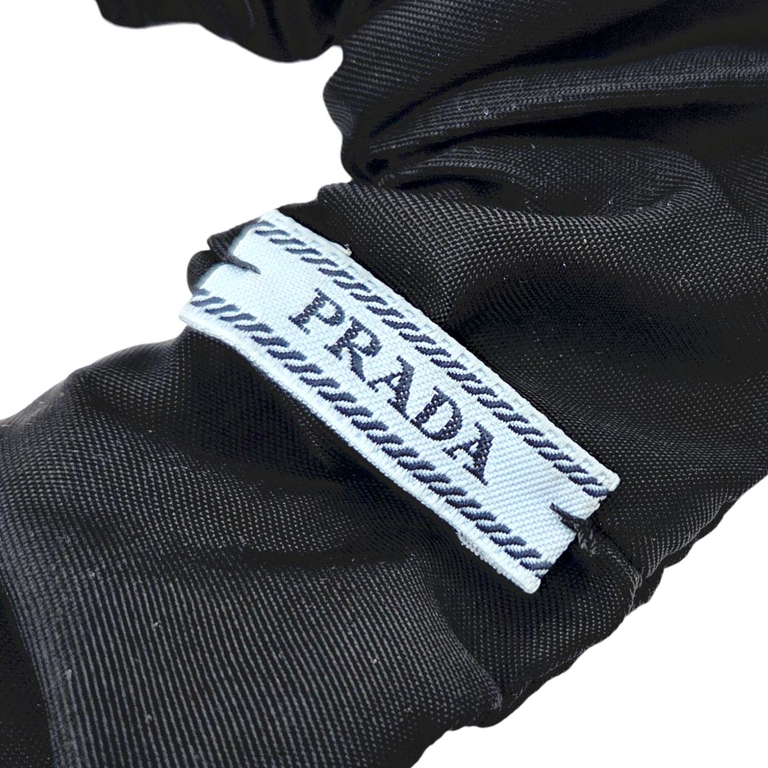 中古】PRADA プラダ シュシュ ヘアゴム ロゴ ナイロン ブラック 黒