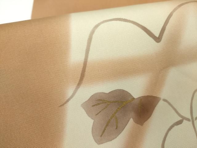 平和屋着物●塩瀬　九寸名古屋帯　手描き　瓢箪　ひょうたん　蔦の葉文　金彩　正絹　逸品　DABB7694op 平和屋着物○塩瀬 九寸名古屋帯 手描き 瓢箪 ひょうたん 蔦の葉文 金彩