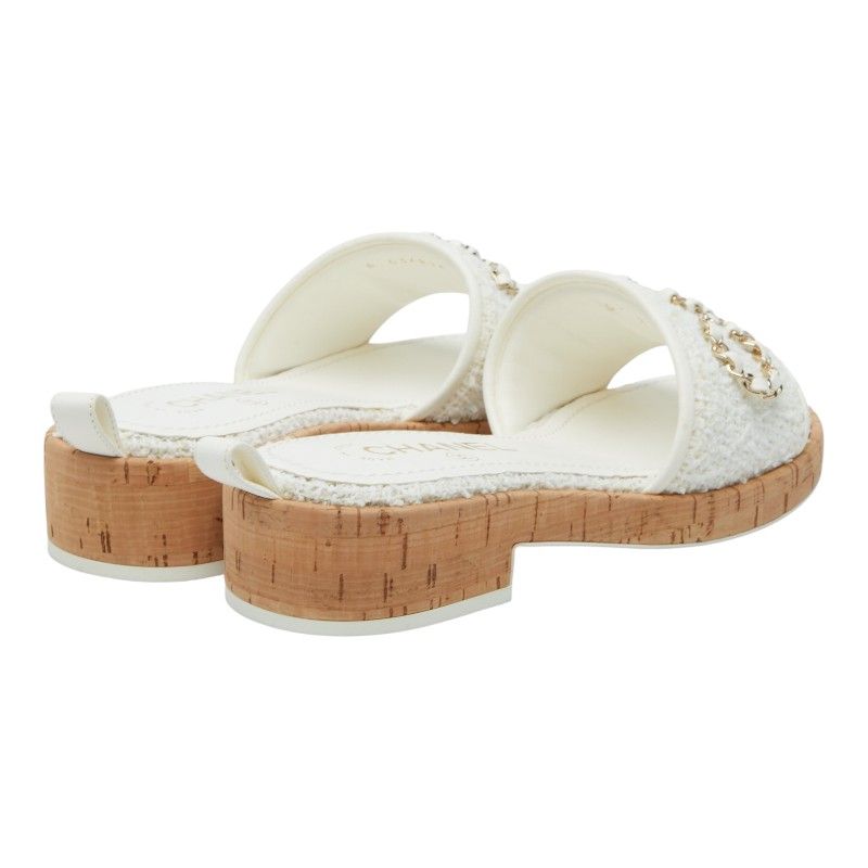 シャネル ロゴ ミュール サンダル サイズ：37C G34826 ホワイト