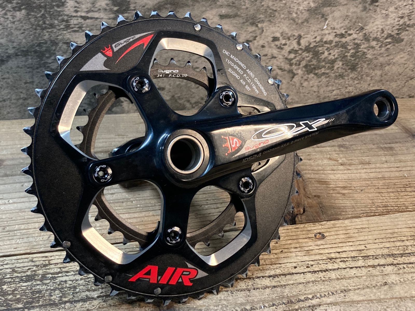 【 しずく品 】 JR253 スギノ Sugino OX IDS24 クランクセット 50/34T 165mm PCD110