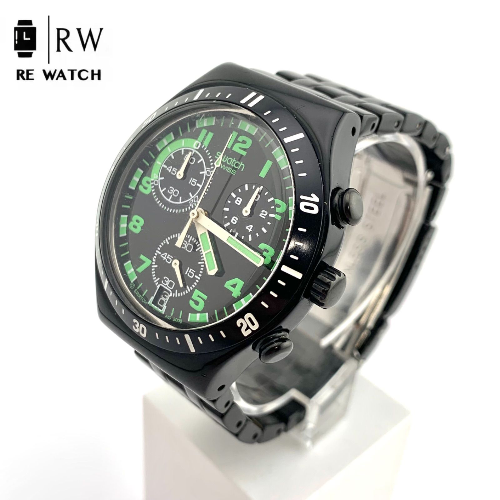 中古】Swatch AG 2008 クロノグラフ 腕時計 ブラック/グリー - メルカリ
