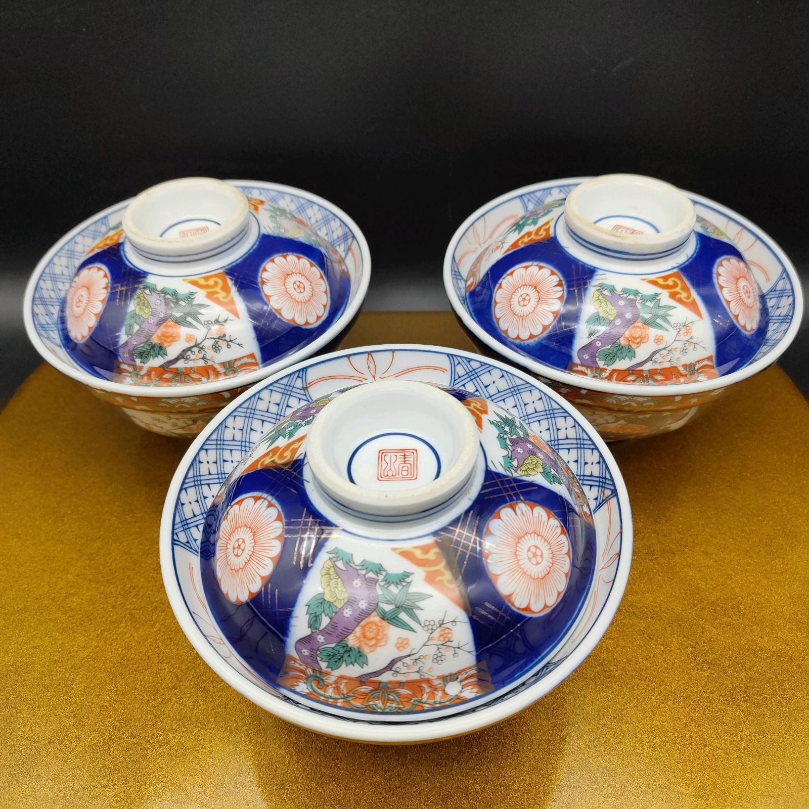 美濃焼 呉須赤絵 蓋付き どんぶり 松竹梅 牡丹 仏法華 S381 - メルカリ