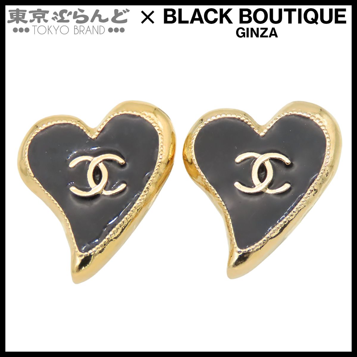 シャネル CHANEL イヤリング ゴールドxブラック メタル ココマーク 