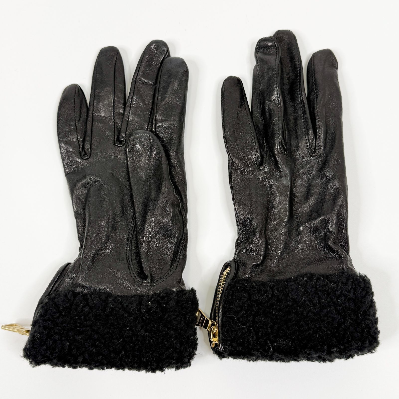 Chloe】クロエ ラムファー 手袋 レザー グローブ ブラック - メルカリ
