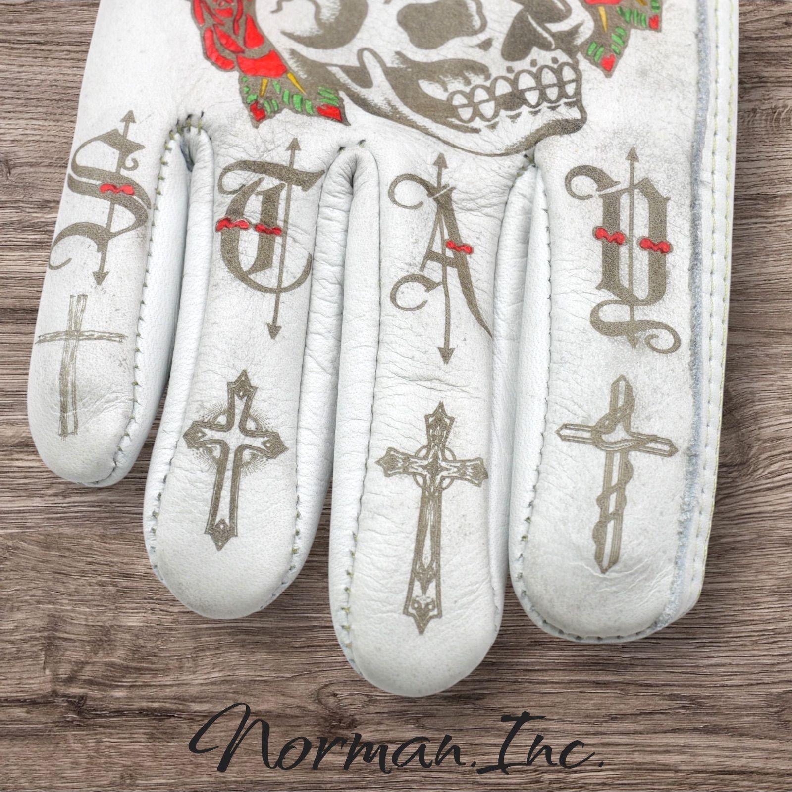 牛革 レザーグローブ ホワイト 白 アメリカン バイク ハーレー