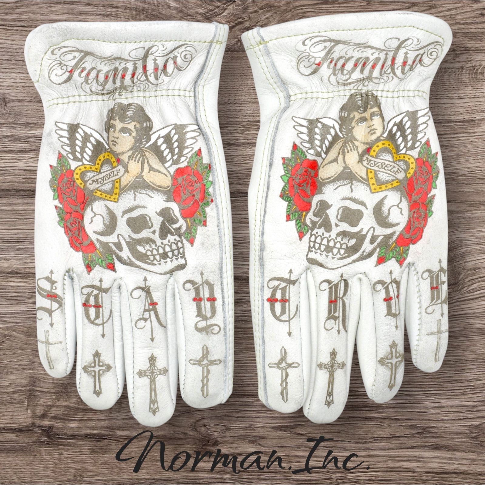 牛革 レザーグローブ ホワイト 白 アメリカン バイク ハーレー