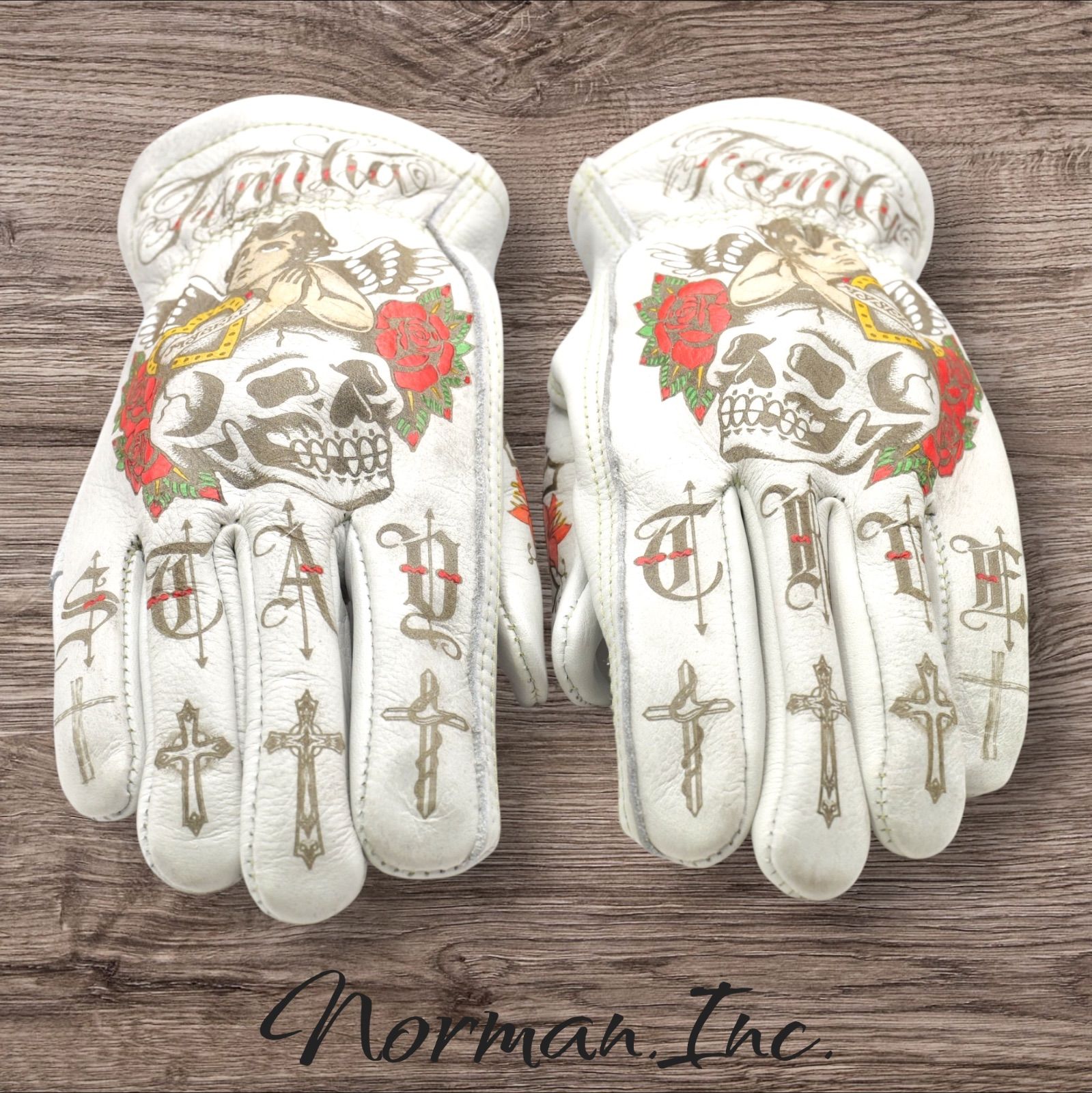 牛革 レザーグローブ ホワイト 白 アメリカン バイク ハーレー