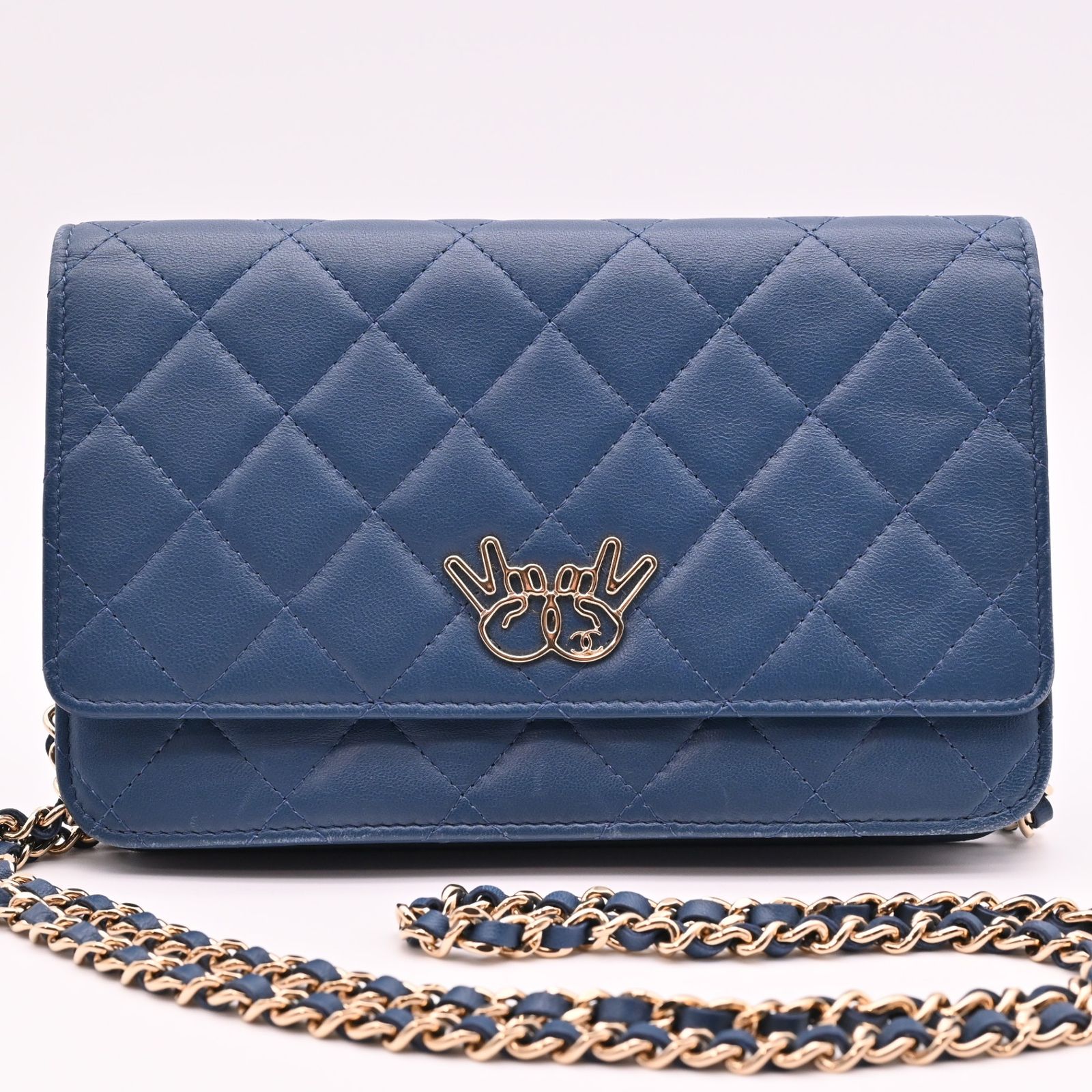 CHANEL シャネル マトラッセ ダブルピース ココマーク ネイビー