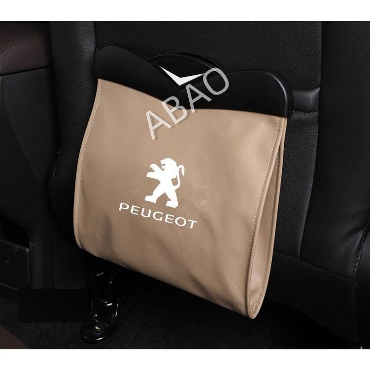 プジョー 車載ごみ箱 蓋つき 防水車用ゴミ箱 引っ掛け式 PU製 折り畳み式 磁石付き マグネット LEDライト 車用収納ケース シートバックポケット プジョー 208適用 多機能収納バッグ 車 ゴミ箱 倒れない