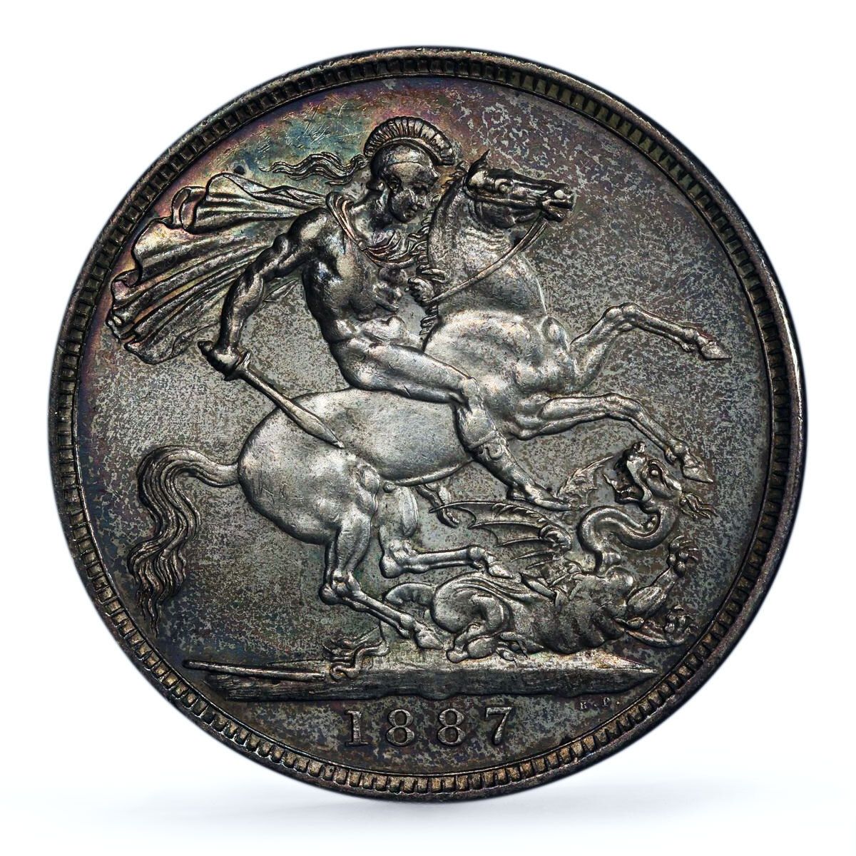 イギリス 1クラウン ヴィクトリア女王 セントジョージ KM-765 AU PCGS