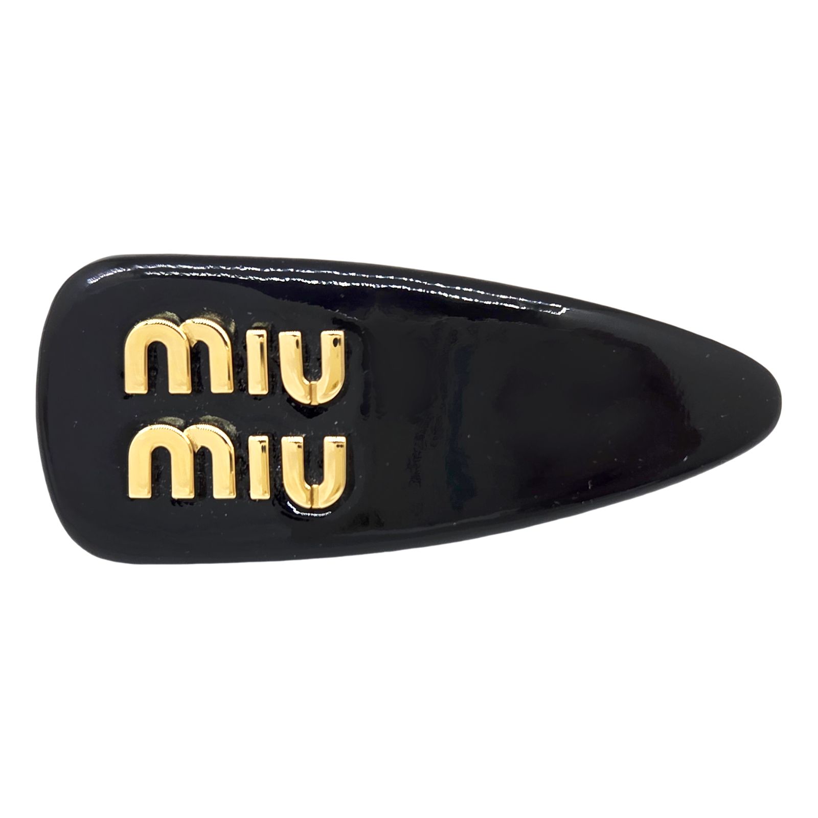 中古】MIUMIU ミュウミュ ヘアクリップ パテント レザー ブラック 黒