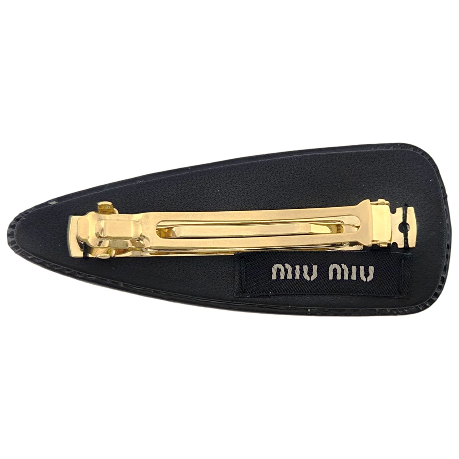 中古】MIUMIU ミュウミュ ヘアクリップ パテント レザー ブラック 黒