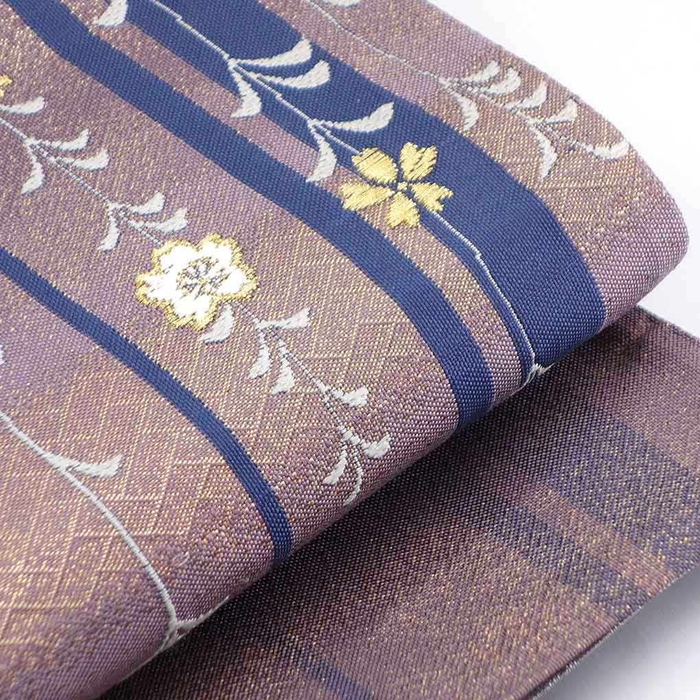 袋帯 幅31cm 長さ452cm レディース 花柄 秋冬春用 正絹（シルク
