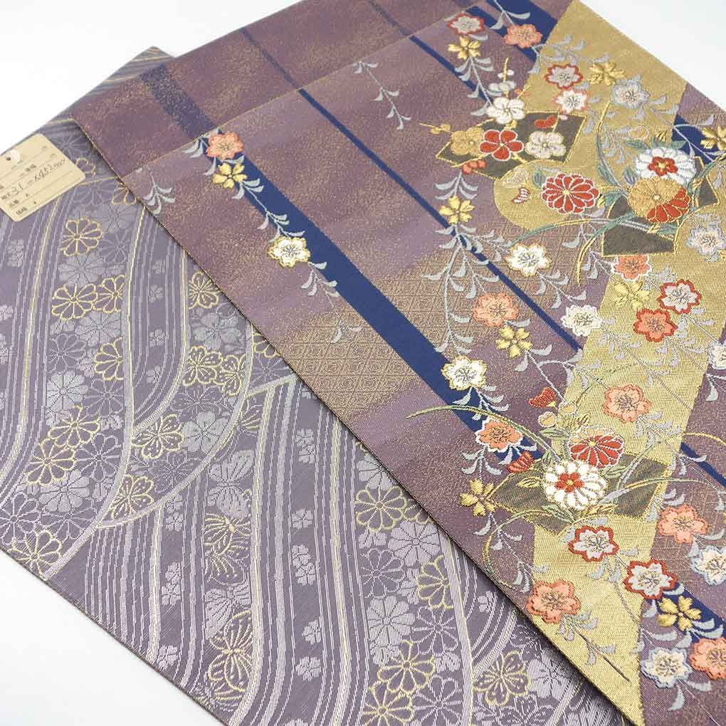 袋帯 幅31cm 長さ452cm レディース 花柄 秋冬春用 正絹（シルク