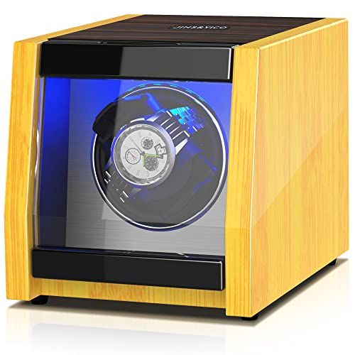  ワインディングマシーン 1本巻き 腕時計自動巻き上げ機 ウォッチワインダー 静音設計 ライト付き ウッド調 時計ケース 自動巻き 腕時計ワインダー Ｍサイズクッション1個が付属 韓国風 自動巻き時計 腕時計(アナログ)