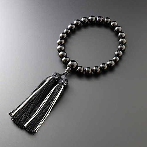 京仏壇はやし 数珠 男性用 正絹 頭房 黒オニキス 数珠袋セット M-039 オニキス 京都 念珠 葬儀 すべての宗派でお使いいただけます