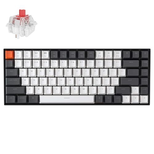 ホットスワップ対応ワイヤレス ゲーミングメカニカルキーボード84キー|USレイアウト|White LEDライト|ダブルショットキーキャップ|Gateron G Proメカニカルスイッチ|有線無線対応|Mac Windows対応|Nキー ロールオーバー対