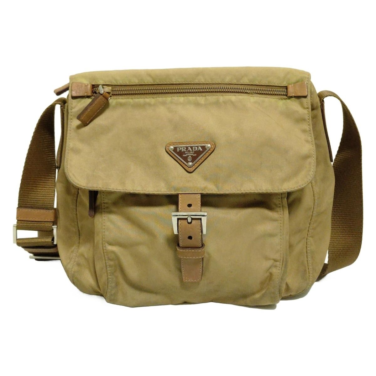PRADA ショルダーバッグ ベージュ/キャメル PRADA(プラダ) ショルダーバッグ - ベージュ×ブラウン ミニバッグ