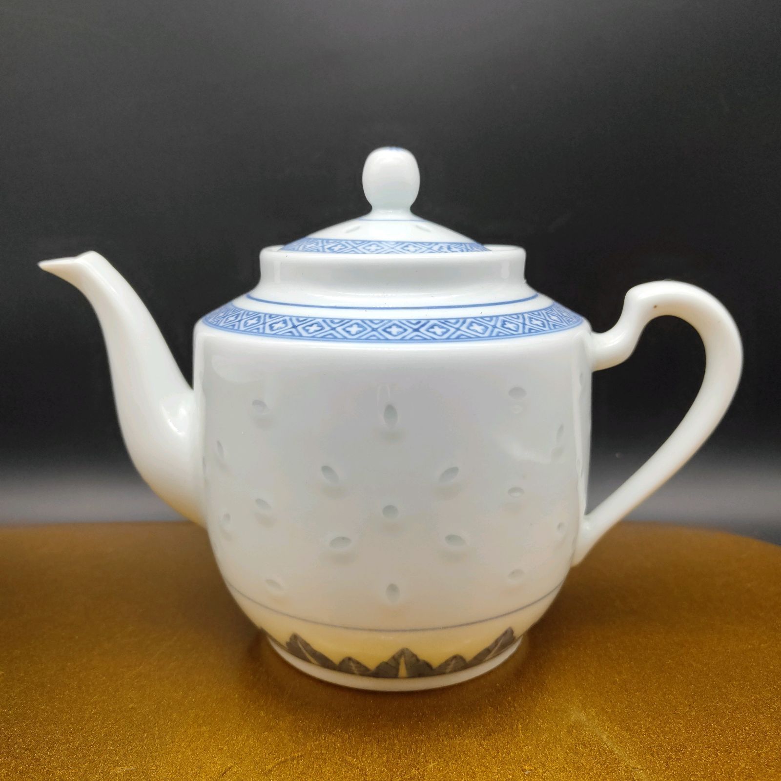 景徳鎮 中鉢 ティーポット カップ 7点セット 中国 玲瓏 蛍焼き 透かし