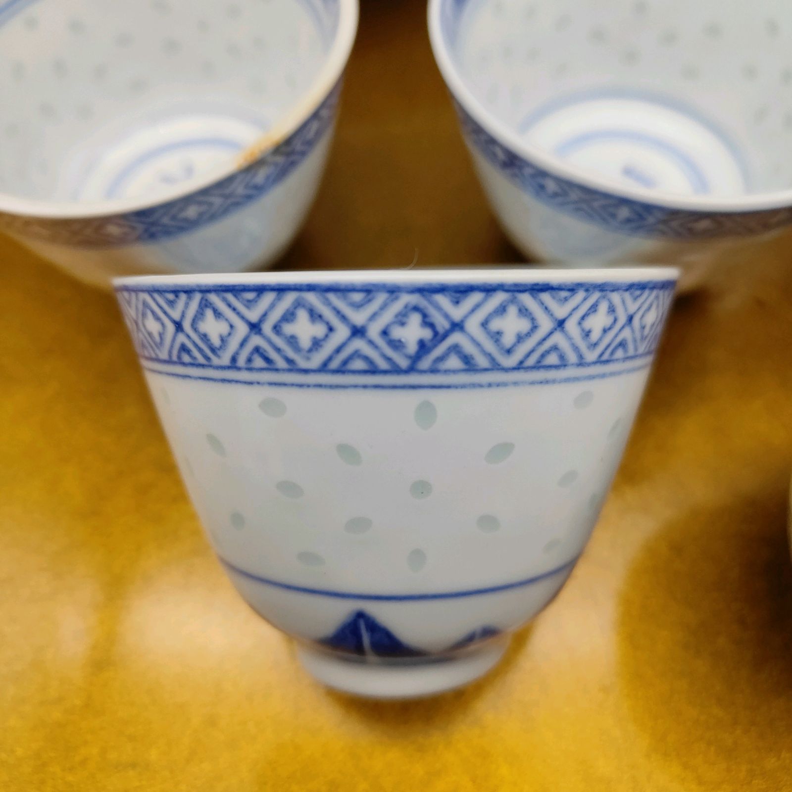 景徳鎮 中鉢 ティーポット カップ 7点セット 中国 玲瓏 蛍焼き 透かし