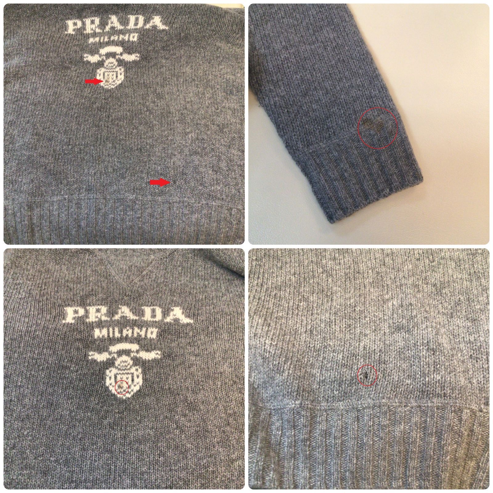PRADA プラダ グレー カシミヤ ロゴ ニット セーター トップス - メルカリ