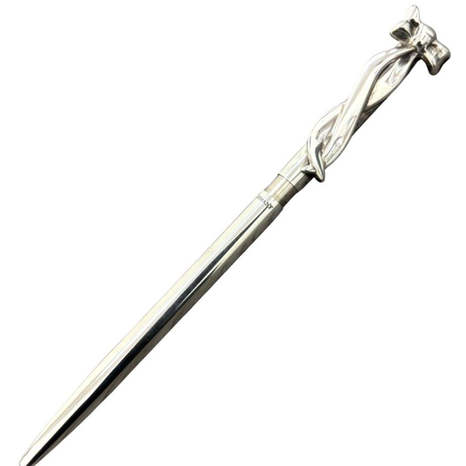 ティファニー ボールペン リボンモチーフ 回転式 黒インク シルバー925