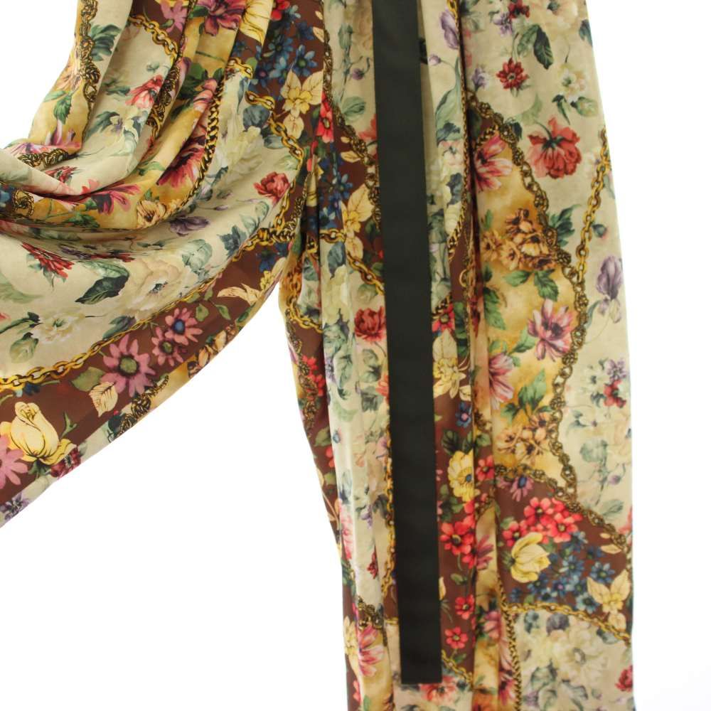 ロイスクレヨン Lois CRAYON ワイドパンツ イージー 花柄 ベルト付き M