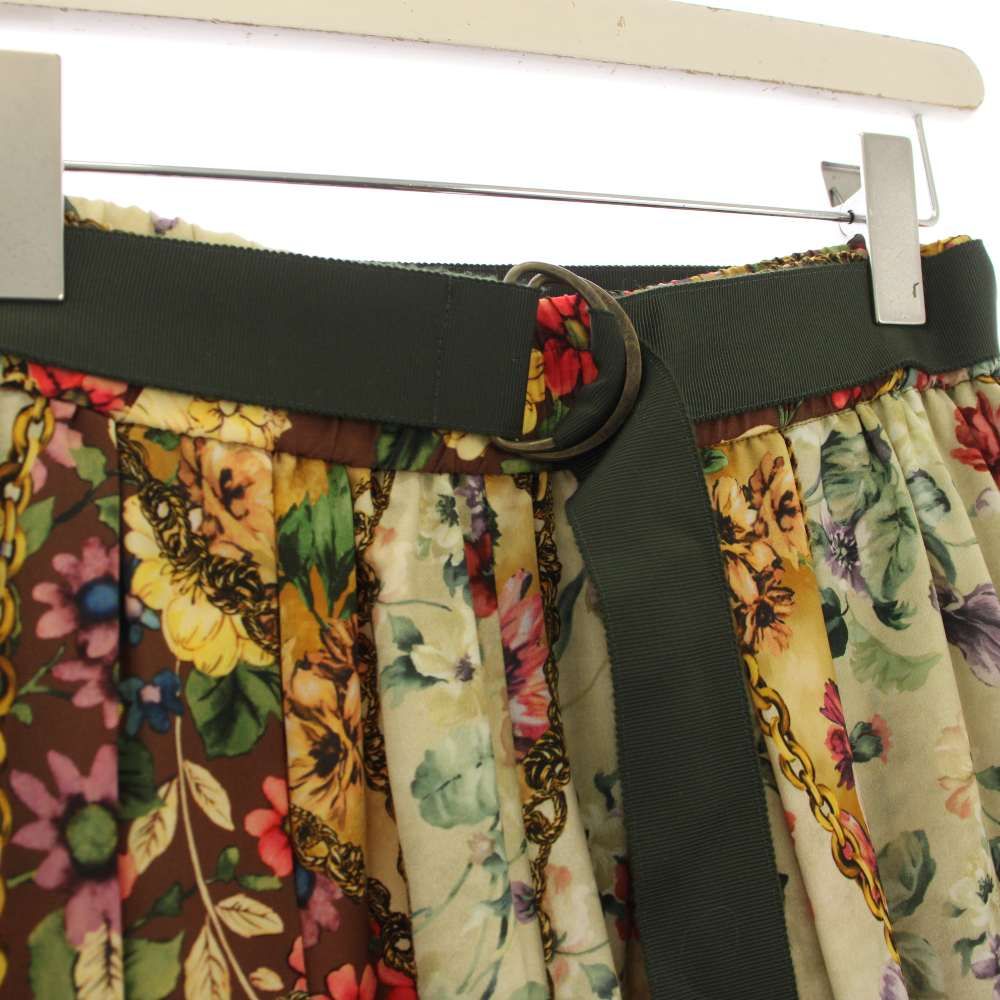 ロイスクレヨン Lois CRAYON ワイドパンツ イージー 花柄 ベルト付き M