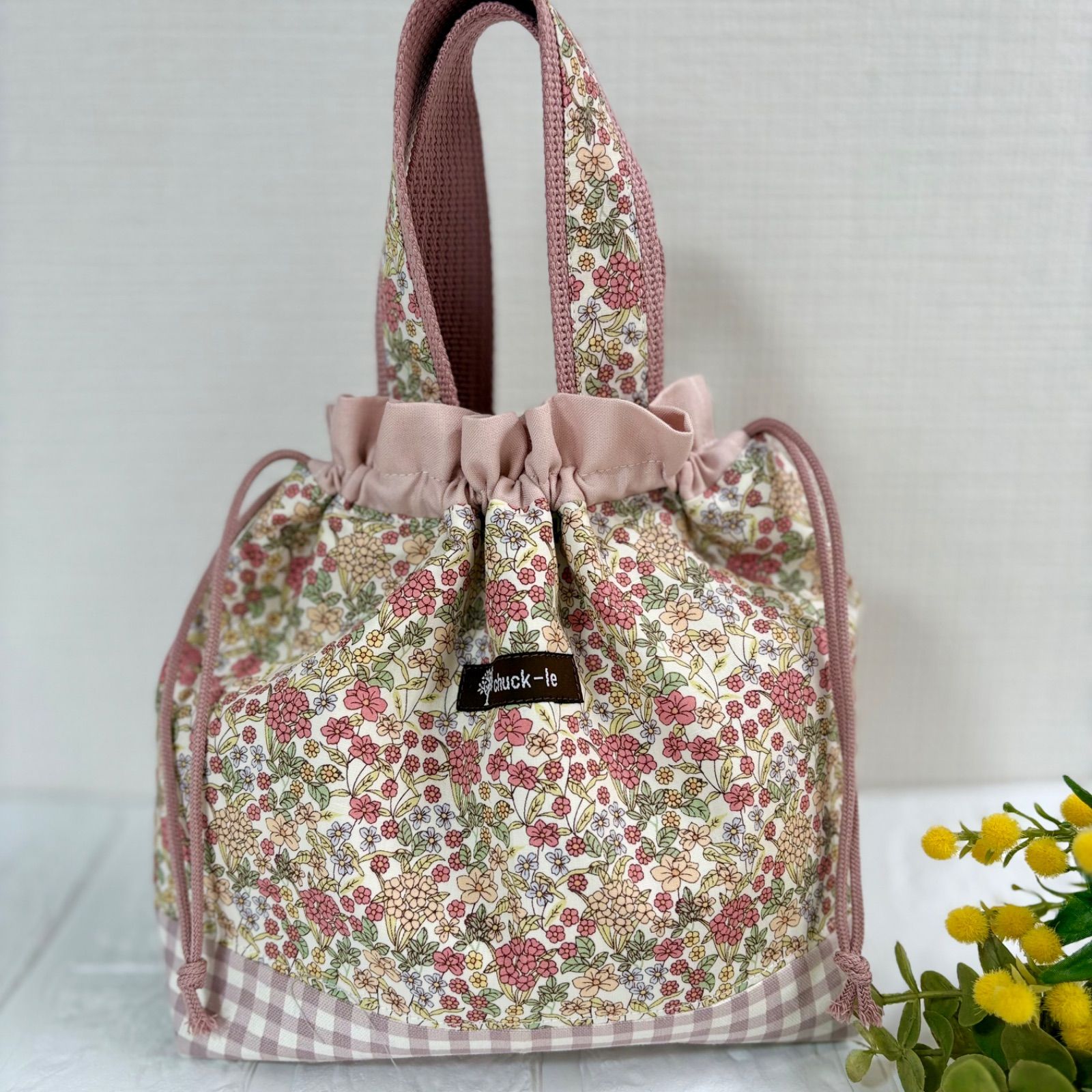 ハンドメイド】花柄 保温保冷 巾着トートランチバッグ - メルカリ