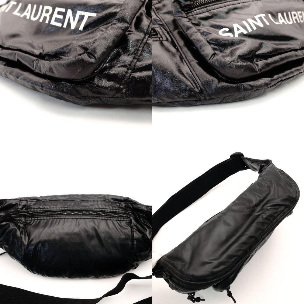 サンローラン SAINT LAURENT ヌックス ナイロン ボディバッグ 黒 ロゴ